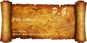 Pék Gábor névjegykártya